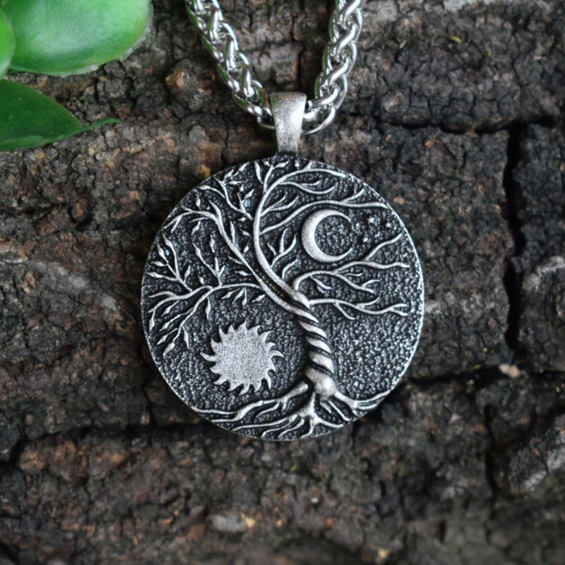 

Fashion Creative Bohemia Tree of Life Sun Moon Pendant For Men And Woman Necklace Tai Chi Shape Personality Jewelry Party Gift