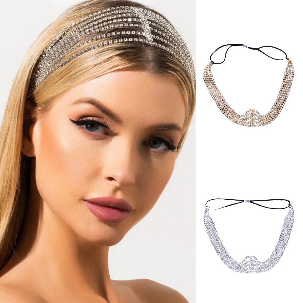 

Rhinestones Headband Hair Chain for Wedding Styling Headdress Tiara Jewelry Nonslip Hair Accessories Alloy Headband Newly