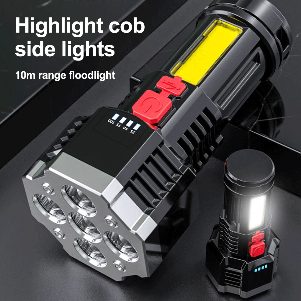 

Flashlight Portable 1200mAh Fast Charging 15W Waterproof 200-500m COB Hard Light Electric Torch Lighting Tool Lamp