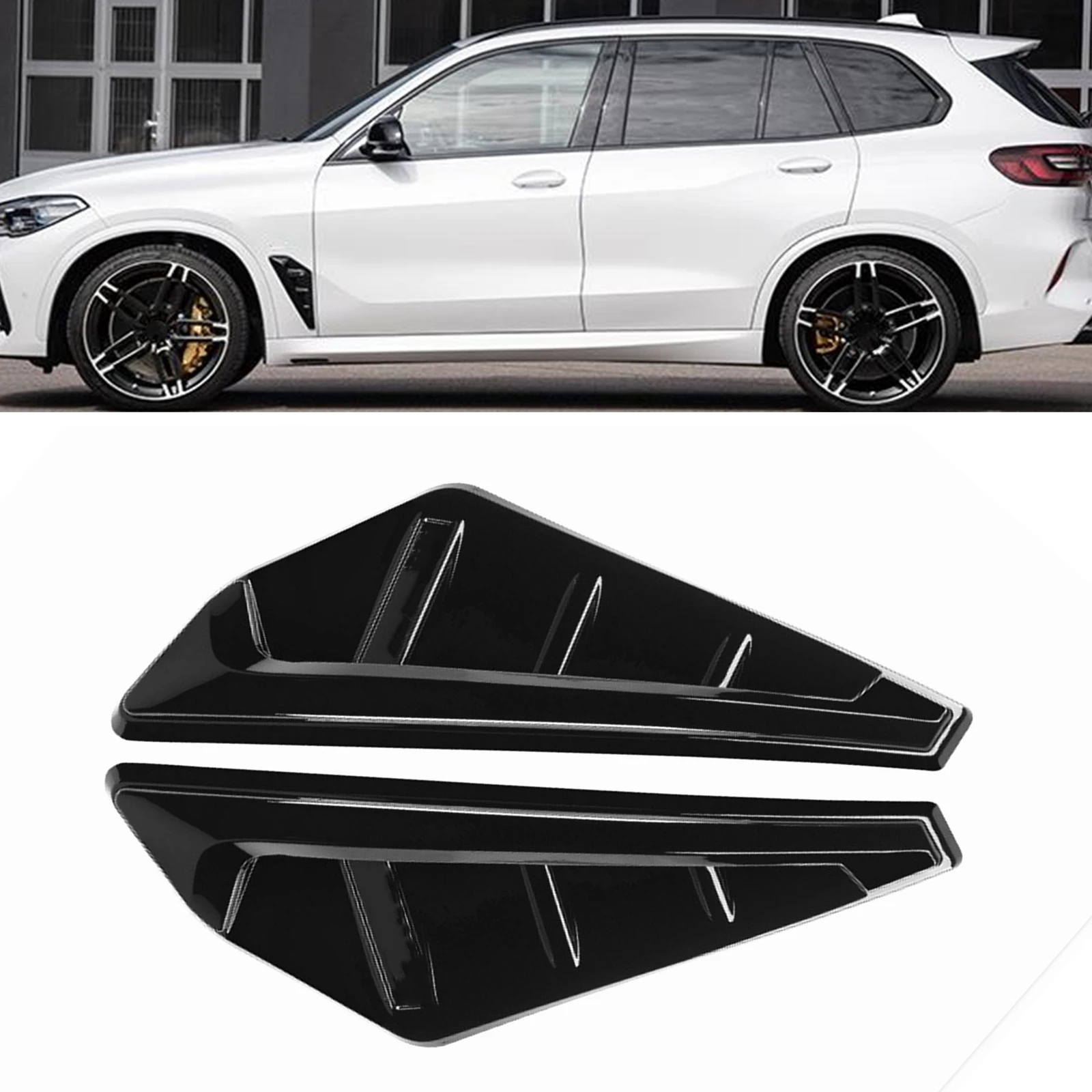 

2 Pieces Gloss Black Car Front Side Fender Air Vent Trim Cover Outlet Splitter Spoiler Intake Canards For BMW X5 G05 2019-2022