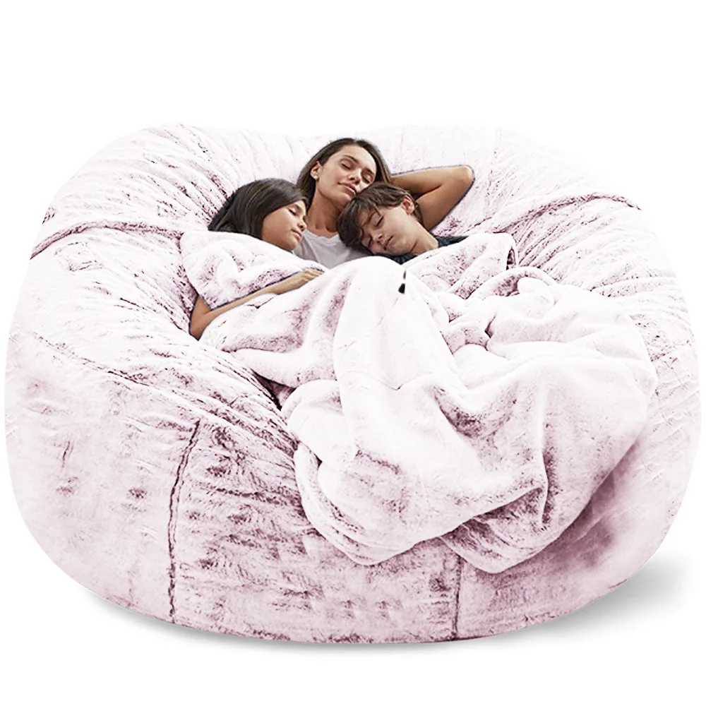 Dropshipping New giant sofa cover soft comfortable fluffy fur bean bag bed recliner cushion cover Factory shop images - 6