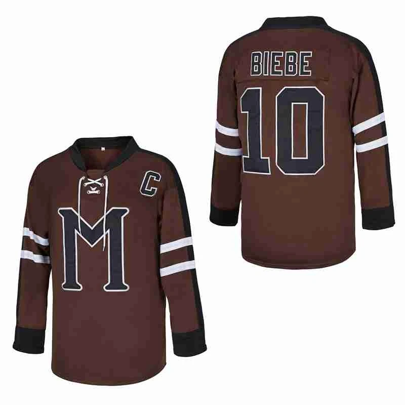 Men Ice Hockey Jersey Mystery Alaska 10# Biebe Jerseys Outdoor Sportswear Sewing Embroidery Brown 2023 New