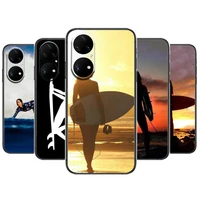 surfer surfing skateboard phone case for huawei p50 p40 p30 p20 10 9 8 lite e pro plus black etui coque painting hoesjes comic f