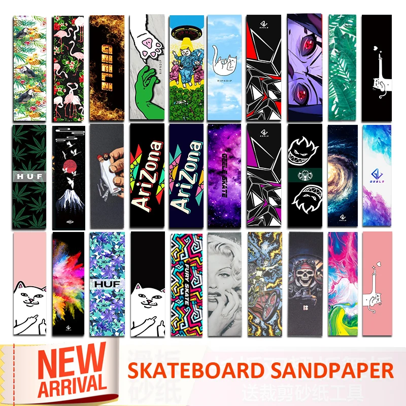 

Digital Spray Emery Double Rocker Skateboard Sandpaper Skate Board Deck Sticker Sandpaper Scooter Griptape Longboard Abrasive