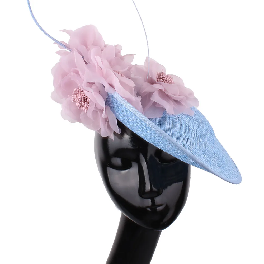 

Women Kentucky Derby Big Fascinators Hats Ladies Elagnt Wedding Beautiful Flower Headwear Bridal Race Party Headdress SYF648