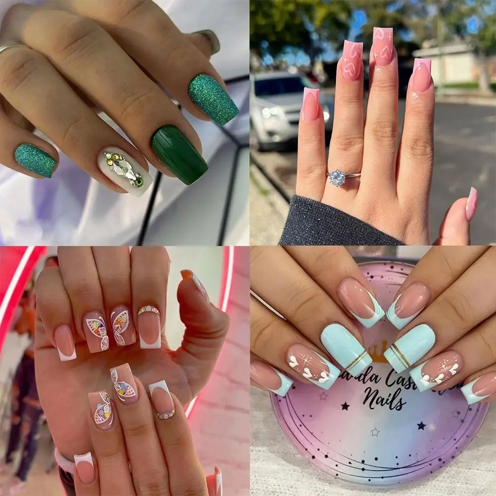 

24 шт., накладные ногти для французского маникюра