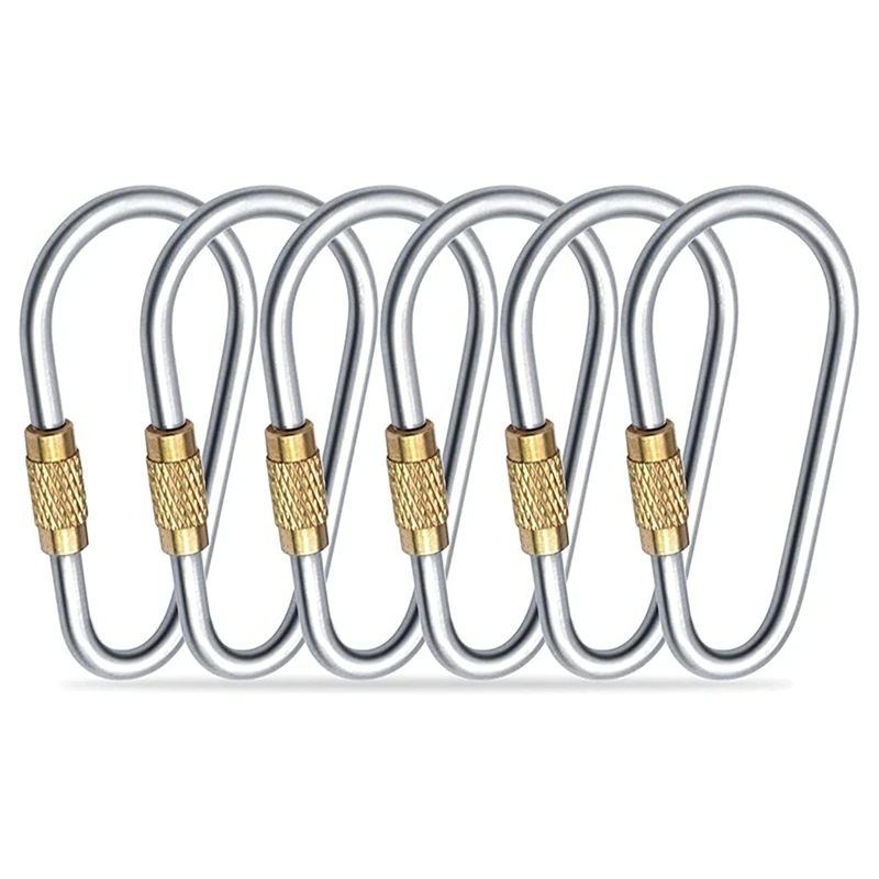 

6PCS Mini Titanium Locking Carabiner,Small Lightweight Sturdy D-Ring Keychain Clip for Indoor Outdoor Backpack Climbing