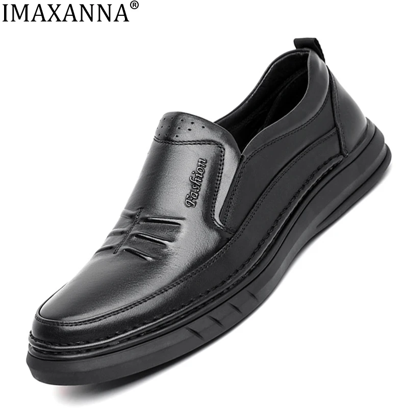 IMAXANNA  Men Dress Shoe Luxury Brand Business Leather Shoes For Men Comfortable Pointed Social Shoe Male Sport Casual Footwear