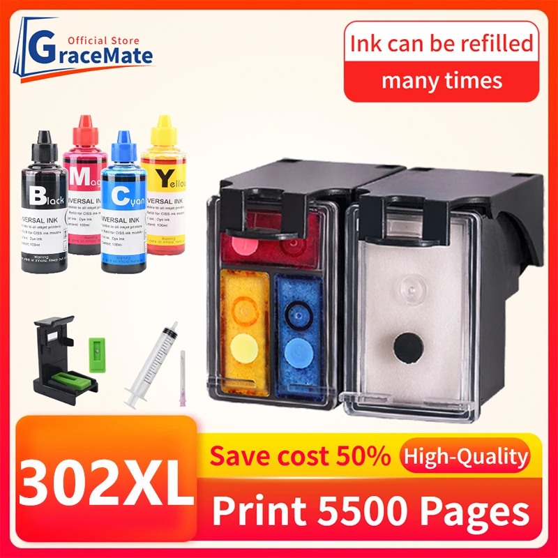 

302XL Replacement for HP 302 XL hp302 Ink Cartridge for DeskJet 1110 2130 for HP302XL Envy 4520 NS45 Officejet 3630 3830 4658