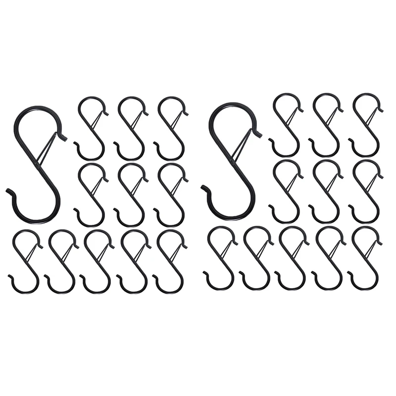

AT14 24PCS S Hooks For Hanging - S Shaped Hooks For Kitchen Utensil And Closet Rod - Black S Hooks For Hanging Plants,Pots