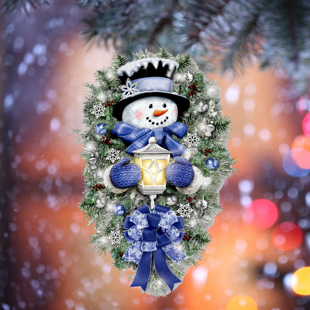 

2023 New Year Christmas Decoration Stickers for Home Outdoor Window Snowman Wreath Xmas New Year Door Wall Party Decoration 2022