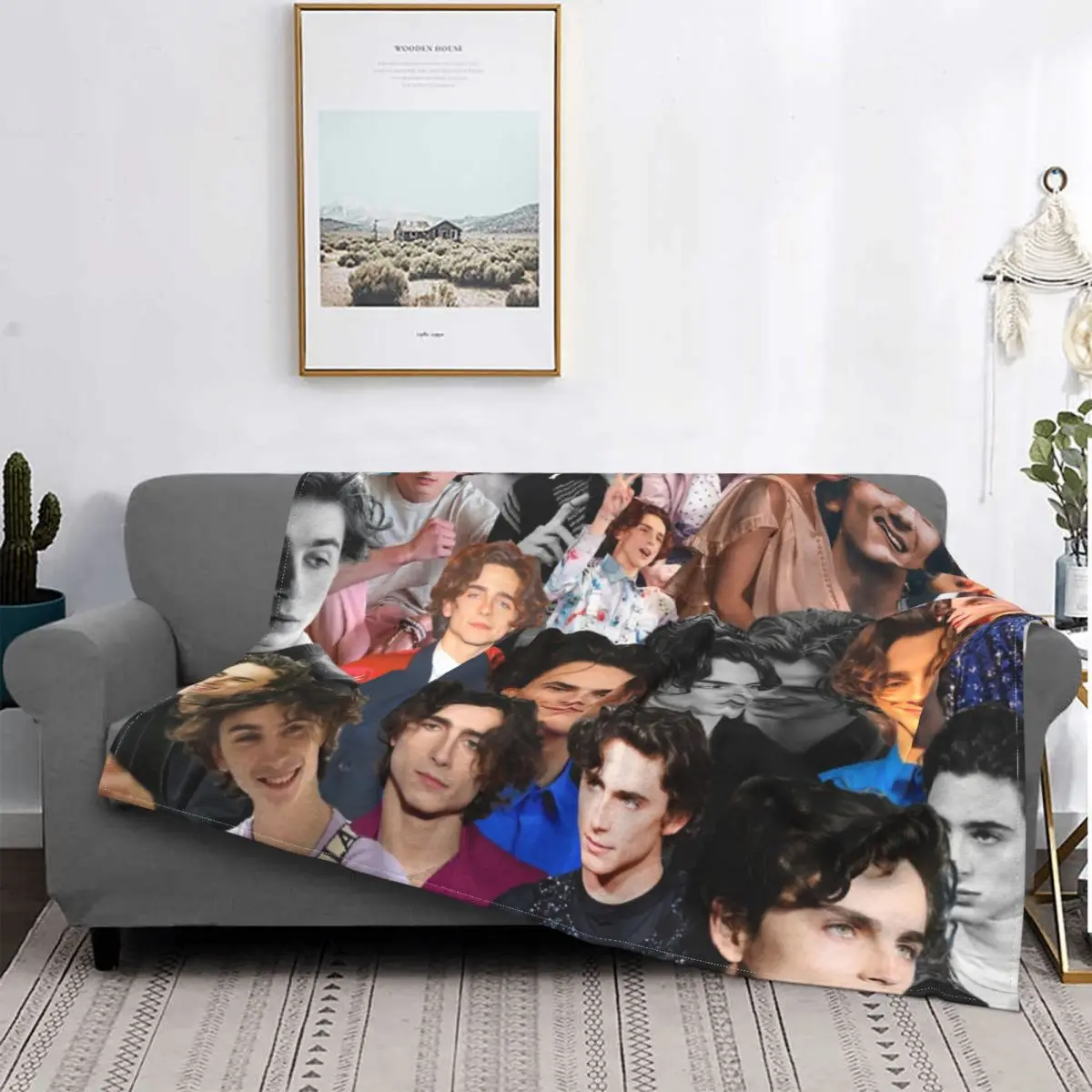 

Timothee Chalamet Collage Blankets movies tv netflix cute actor Flannel Awesome Warm Throw Blanket Bedding Lounge Spring/Autumn
