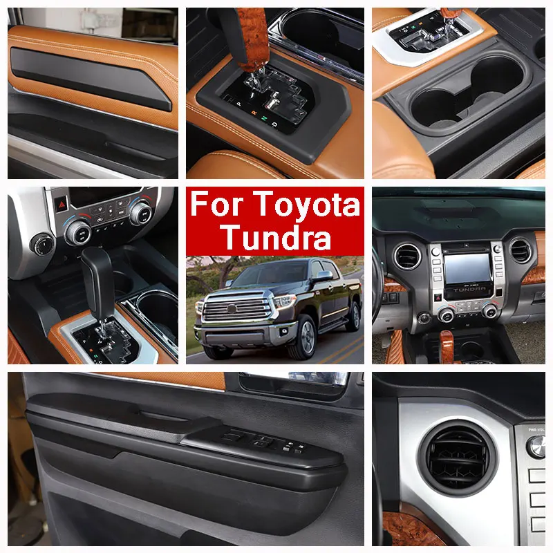 

Для Toyota Tundra 2014-2021 ABS, матовая черная модификация автомобиля, внутренняя отделка, полоса, крышка рамы, отделочные наклейки, автомобильные аксе...