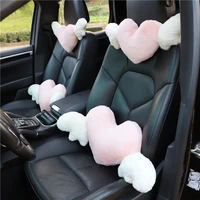 heart shaped car headrest lumbar support plush love wings neck pillow seat back pillow lumbar support cushion universal