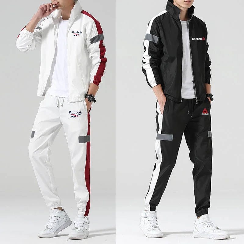 

Men's Luxury Reflective Desin Tracksuit Man Zipper dies Male Sport Sweatsirt+Sweatpants Suit 2Pcs Warm Jacket Sets Outwear