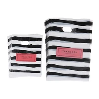 wholesale 50 pcslot new design black white striped bags packaging gift small plastic jewelry bags thanks you