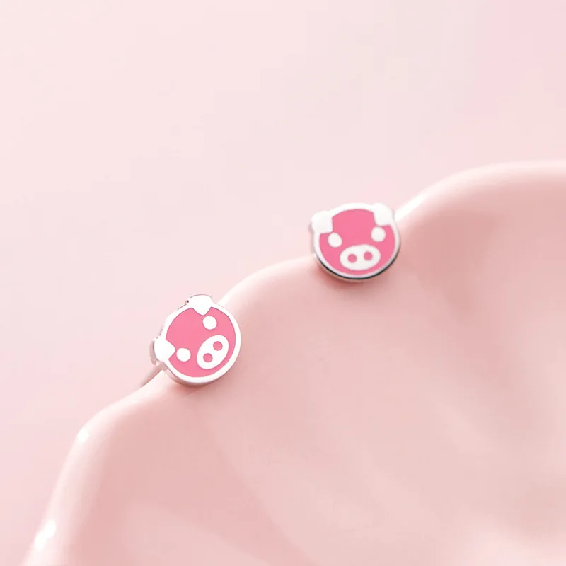 Женские серьги-гвоздики в виде свиньи из серебра 925 пробы |