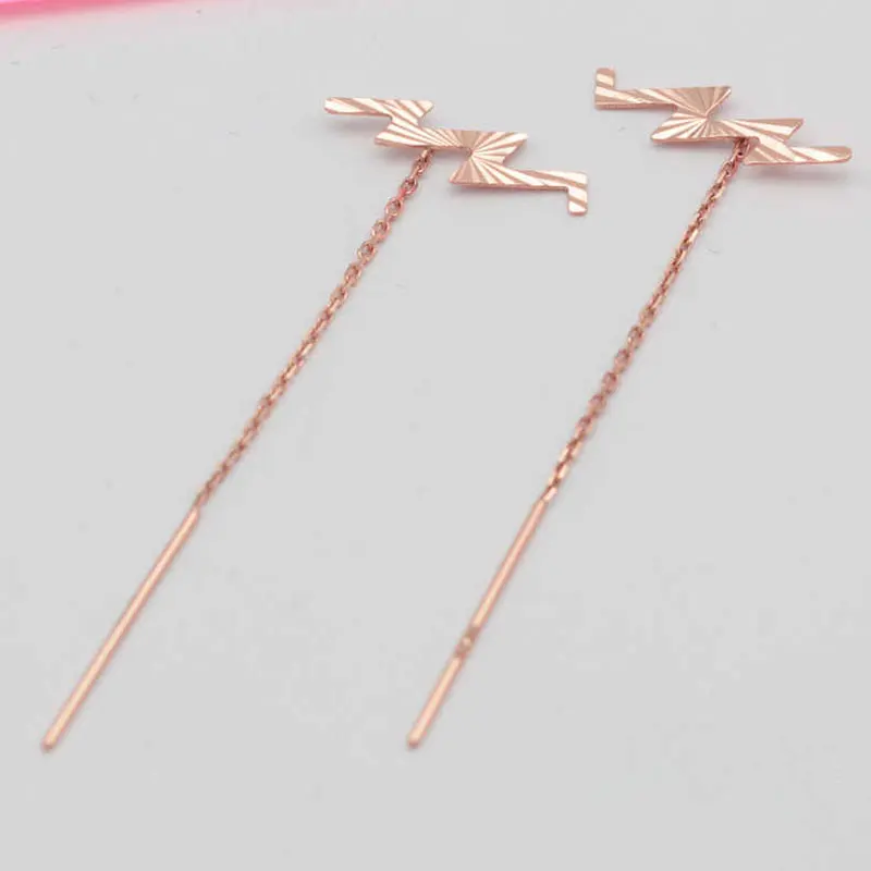 585 фиолетовые золотые Необычные Короткие серьги с покрытием из розового золота 14