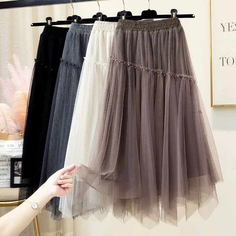 

Mesh Skirt Women's Long Skirt Irregular High Waist Gauze Skirt Women's Long Skirt In Dance
