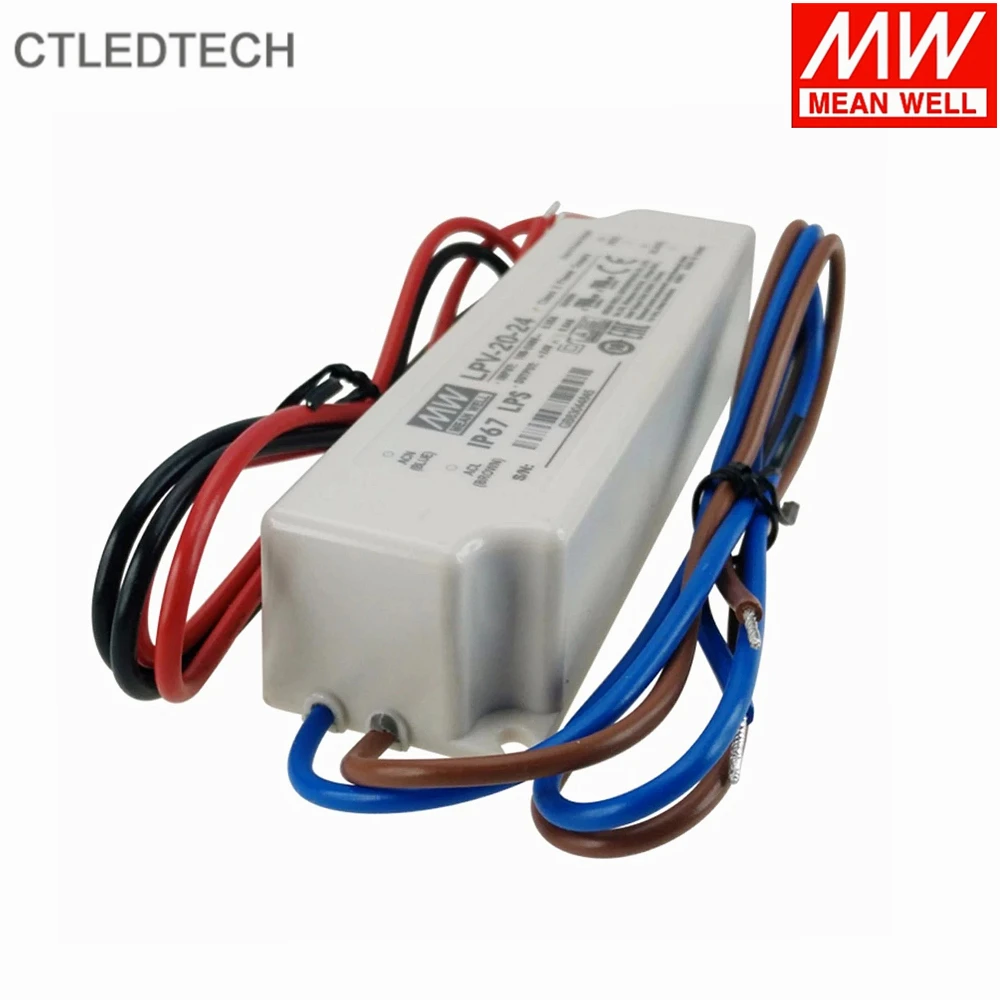 Миниатюрный блок питания Mean Well LPV-20-12, DC5V15W12V15V24V20W, IP67, класс 2, постоянный источник питания для светодиодных лент.