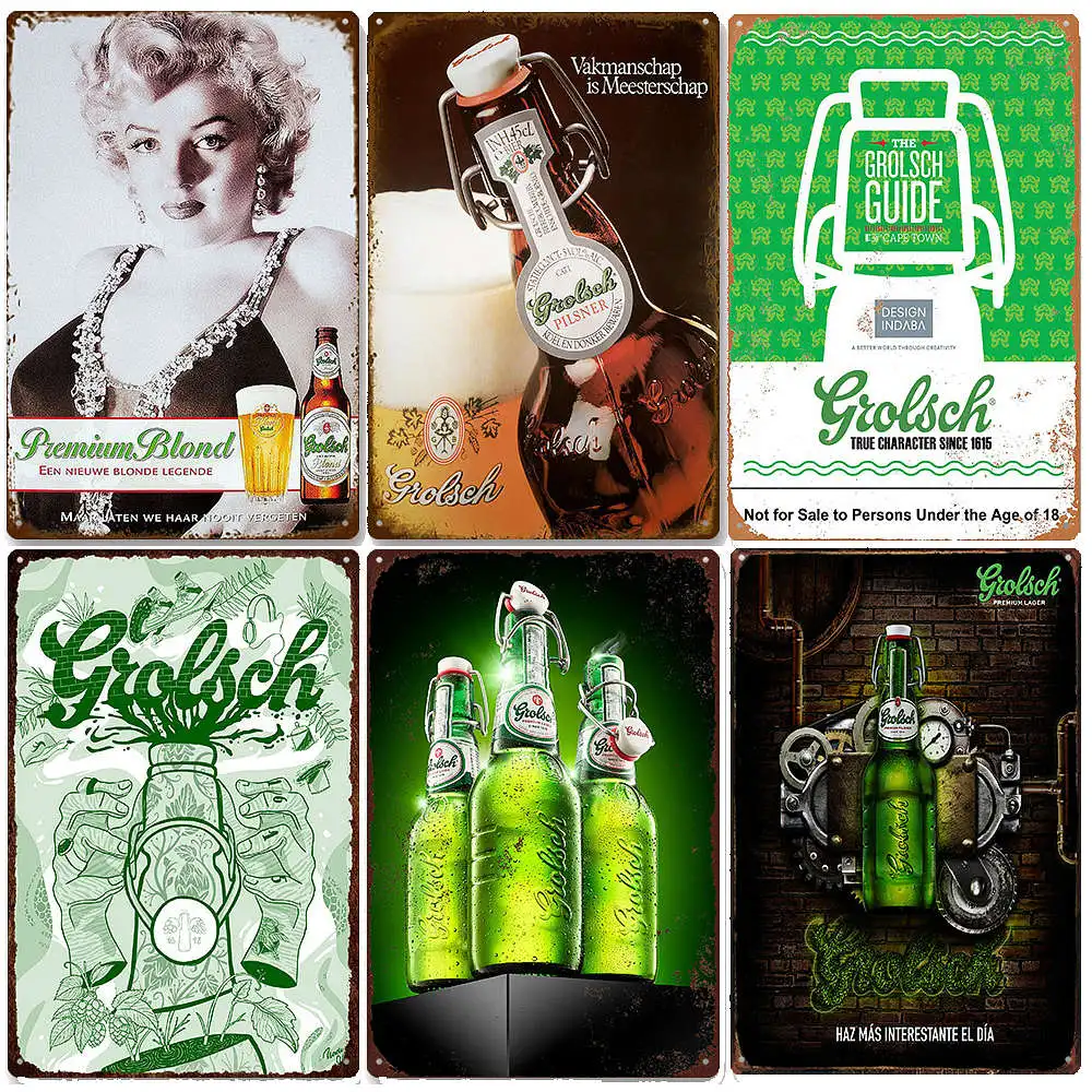 

Grolsch пивной винтажный металлический знак бар Паб Магазин кухня декоративная тарелка Сексуальная пивная девушка Настенная Наклейка голланд...