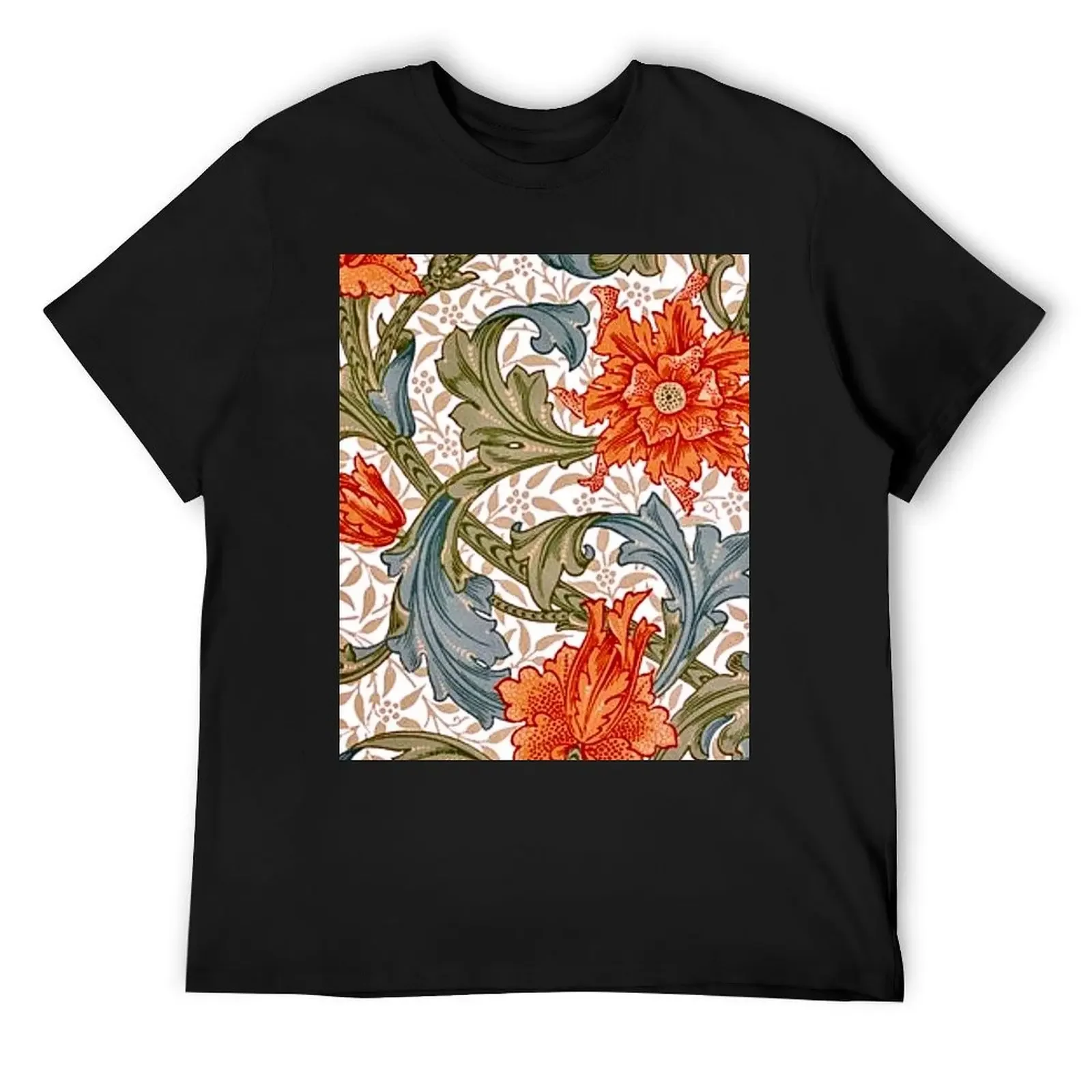 Футболки William Morris Single Stem черные мужские рубашки для тренировок с рисунком