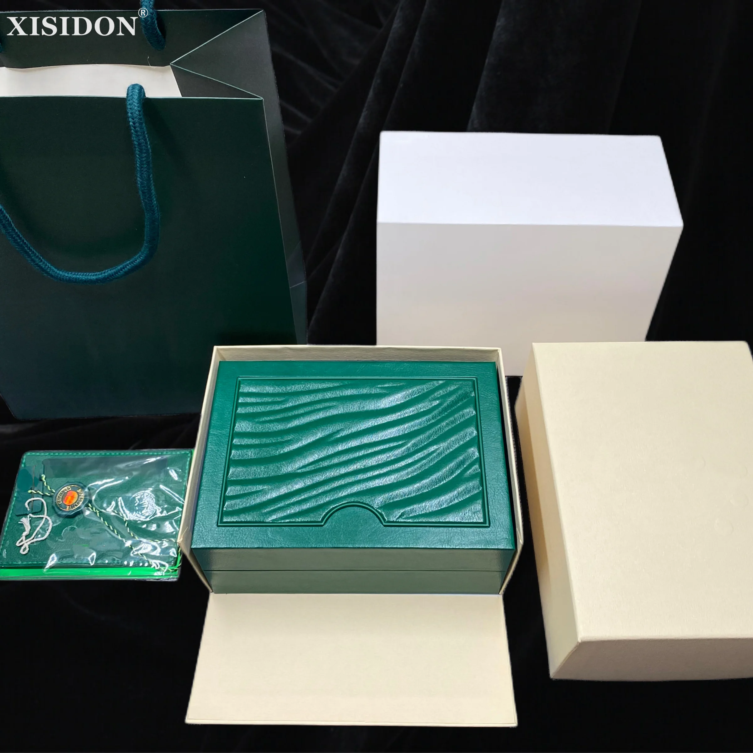 Top Quality Green Watch Box Luxury Elegant AAA Leather Wooden Watch Case with Quality Packaging Storage with Microfiber Pillow