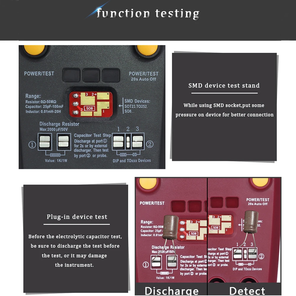 BSIDE ESR02 Pro LCD Display Multi-meter Transistor Tester Diode Triode Capacitor Resistor Test Meter MOSFET NPN PNP Triac MOS images - 6