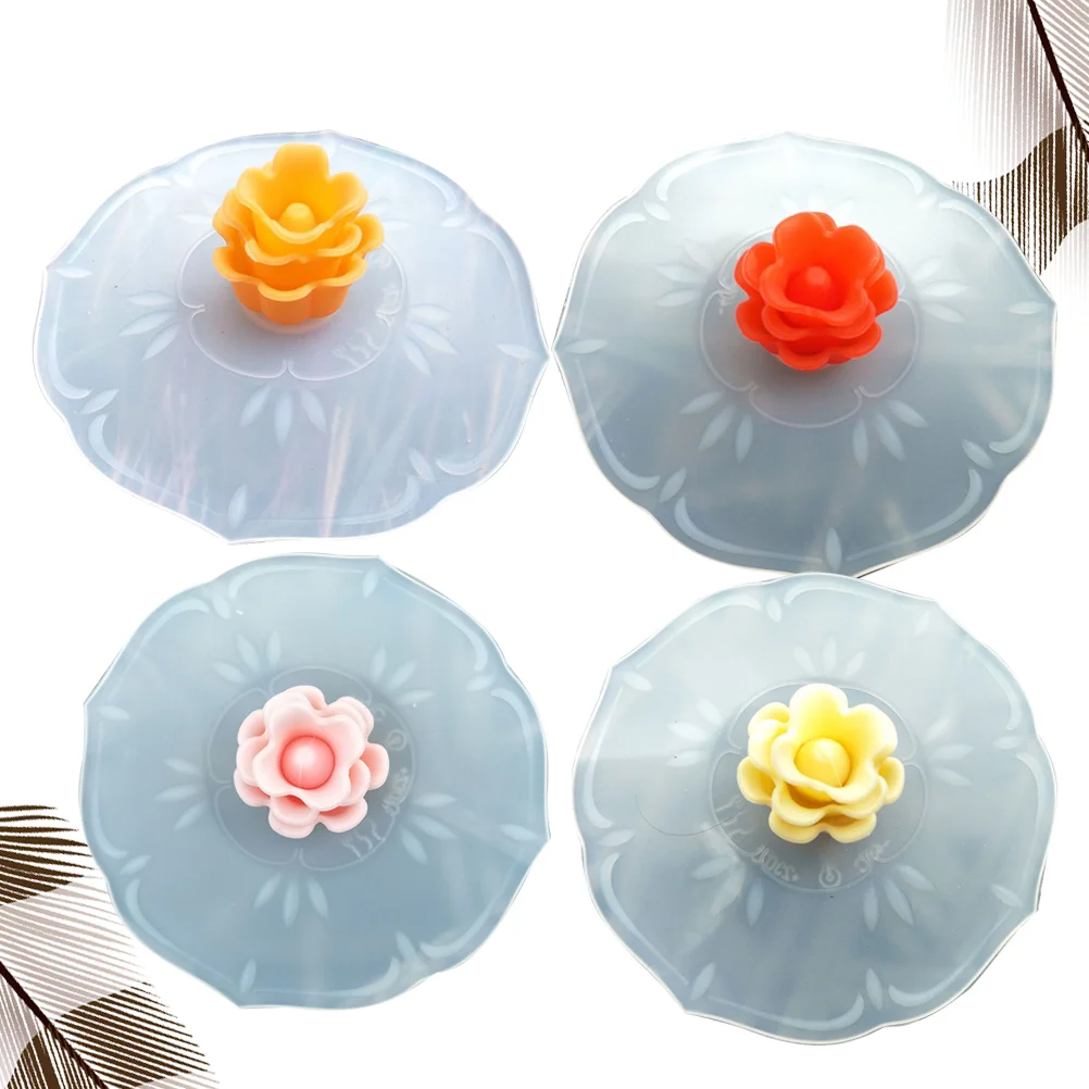 

4 Pcs Mug Cover Rose Gold Disposable Cups Leven Airtight Silicone Universal Lids Drink