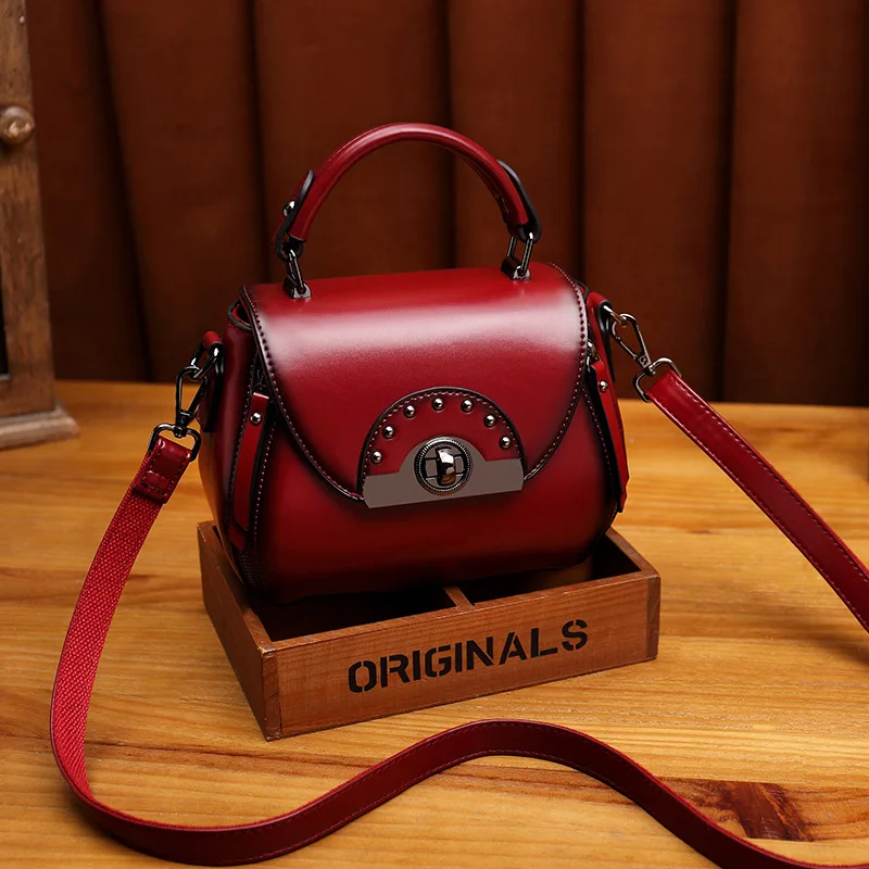 

Soft Leather Messenger Bag Women New Summer Retro Fashion All-match Shoulder Bag Western Style Portable Ladies Small Square Bag