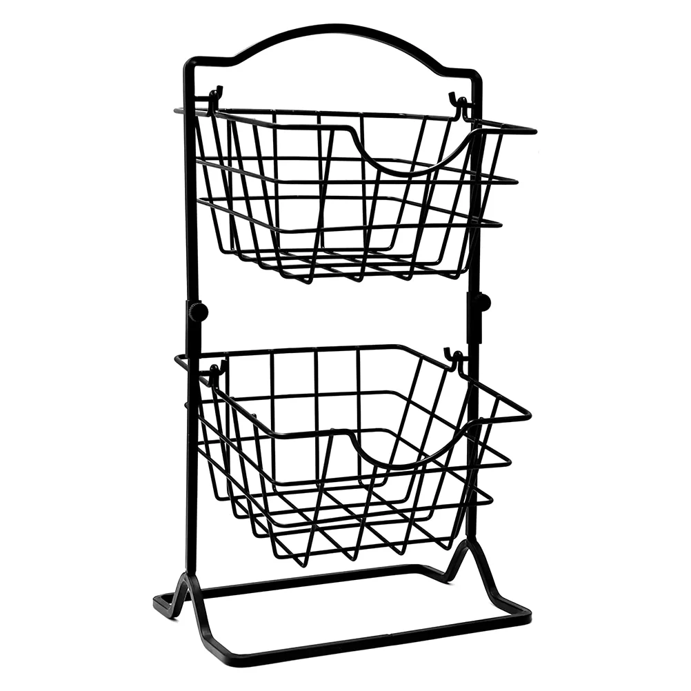

1Pc Two Layer Iron Fruit Storage Rack Snack Candy Storage Container for Home