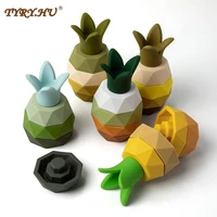 nesting 5pc silicone building block silicone teether pineapple soft block educational montessori toys stacking blocks baby gift