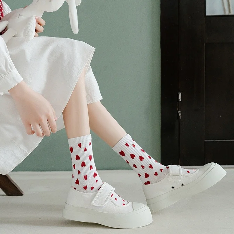 5 Pairs Hot Sales Fashion Harajuku Kawaii Cute Women Casual Socks Fruit Strawberry Cartoon Girl Cotton Socks