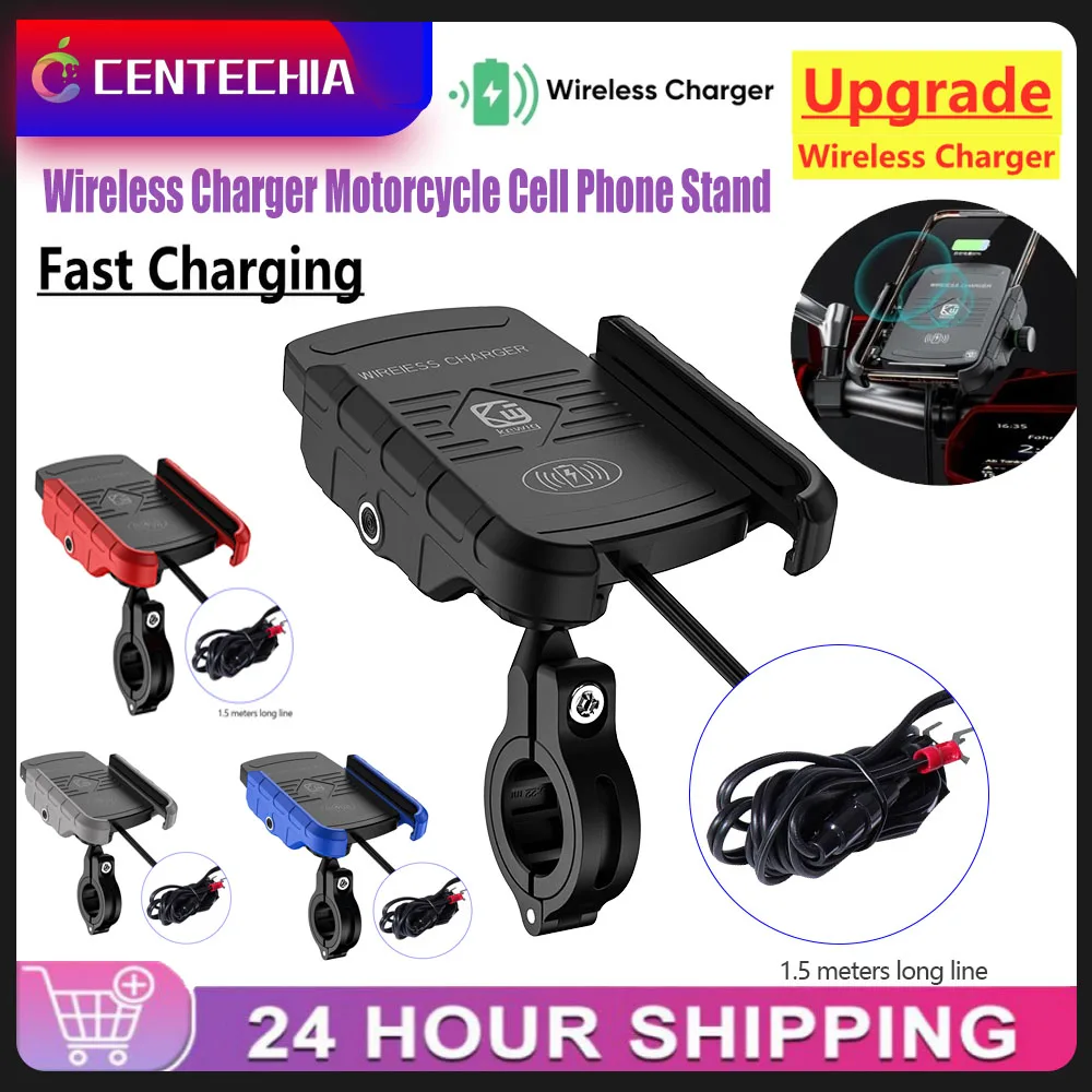 

Motorcycle Holder With Wireless Charge Motorbike USB Fast Charger Cell Phone Wireless Holder Handlebar Mount Stand GPS Holder