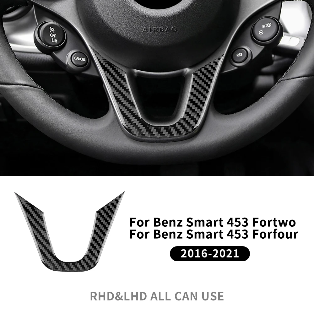 

Наклейка на руль автомобиля из настоящего углеродного волокна для Mercedes Benz Smart 453 Fortwo/Forfour 2016 2017 2018 2019 2020-2024