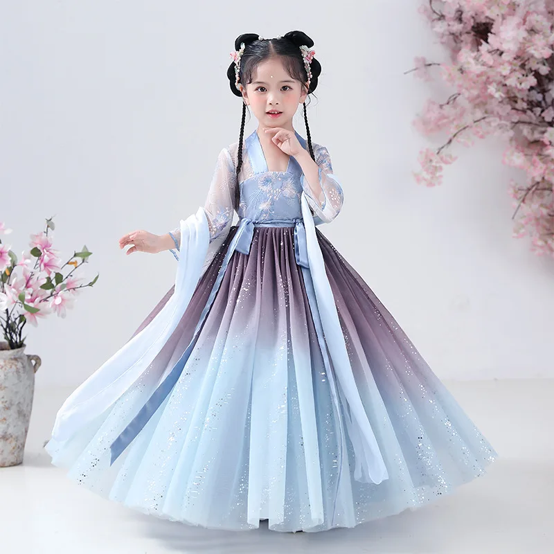 

High-End Christmas Dress Girls Kids Embroidery Gown Dresses Chinese Style Children Hanfu Party Princess Costumes Fairy Cosplay