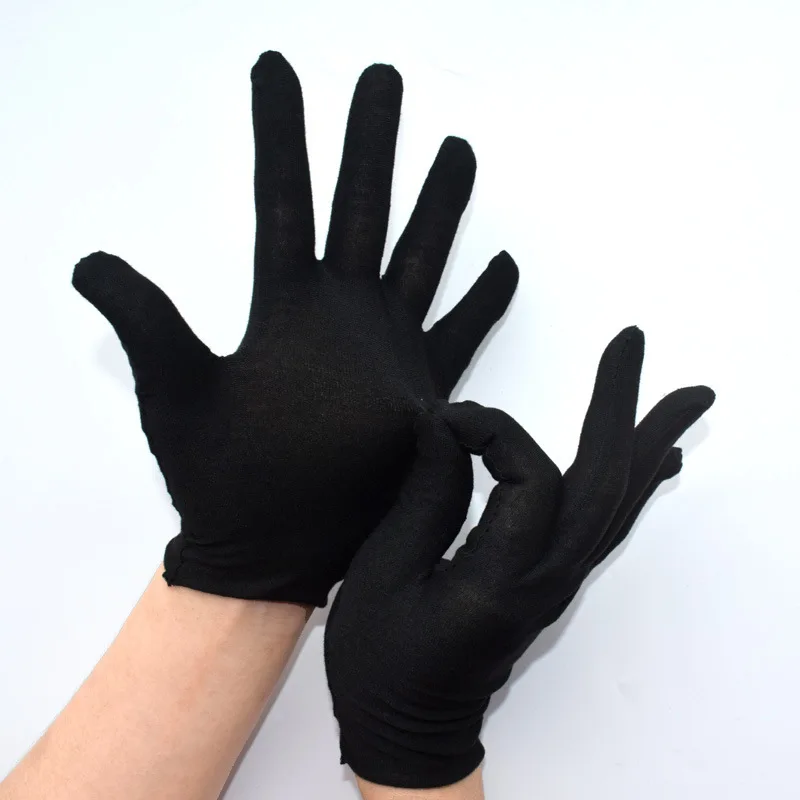 

6/4Pairs Black Inspection 100% Cotton Work Gloves Ceremonial Gloves Male Female Serving Waiters Drivers Jewelry Gloves