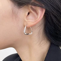 simple geometric square gold silver color pierced korea fashion earrings for women new trend 2022 charms ear jewelry gift