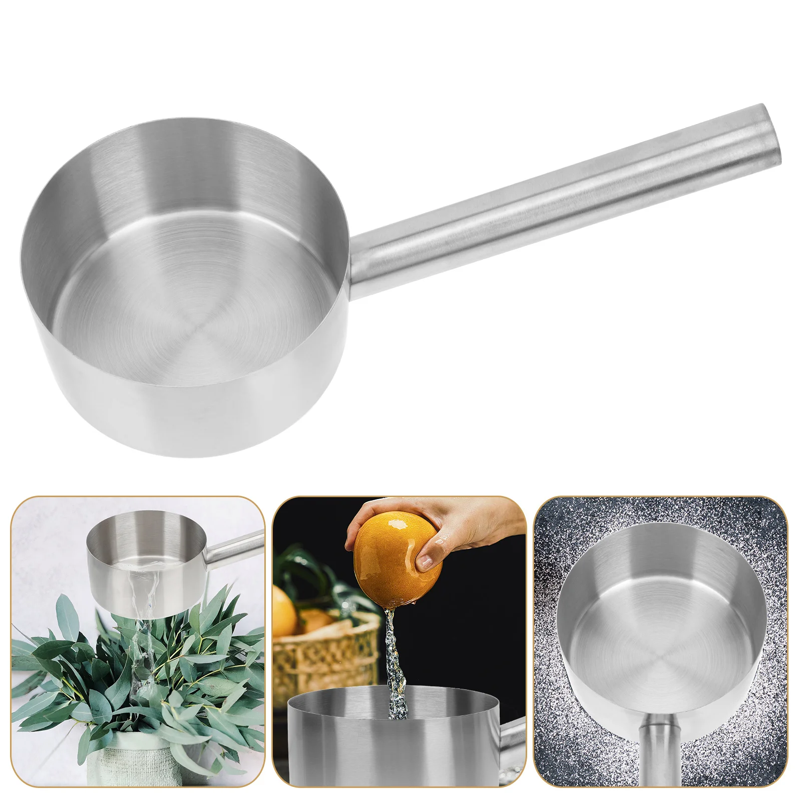 

Ladle Water Scoop Spoon Kitchen Bath Cup Soup Sauna Dipper Steel Shower Shampoo Stainless Spoons Outdoor Bathing Serving Metal