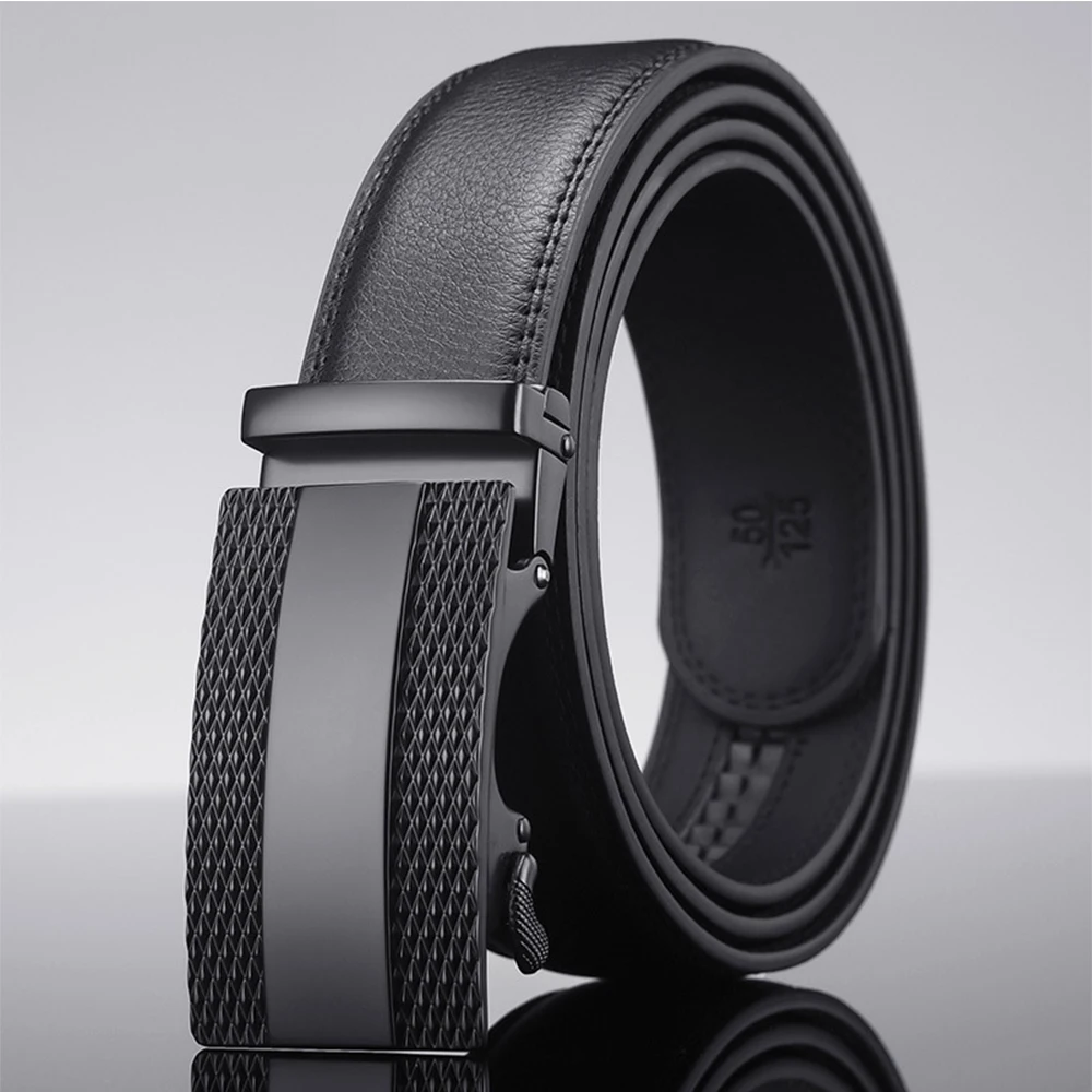 Men's Belt Luxury TOMYE PD22S007 Automatic Buckle Genuine Leather Cowskin Black Waistband Business Formal Casual Strap Gift