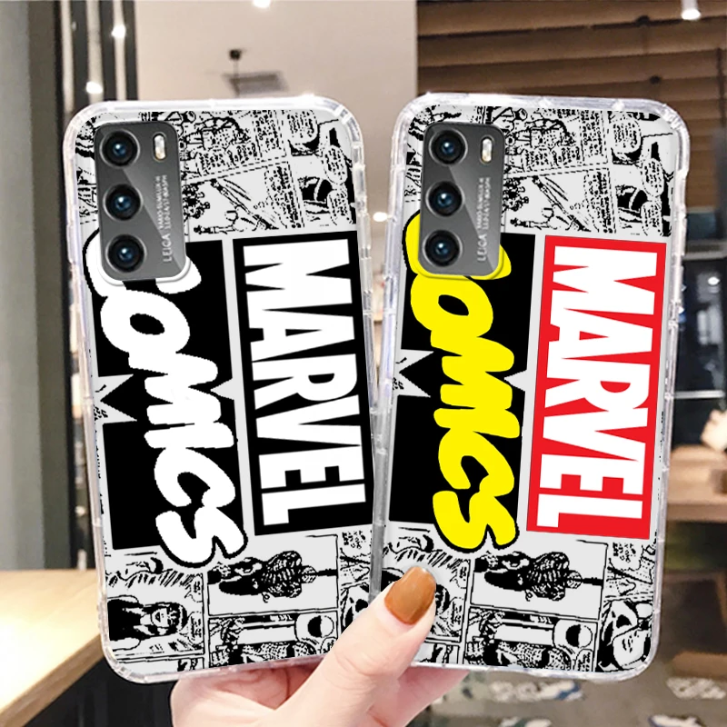 

Avengers Marvel Art Comics Phone Case For Huawei P50 P40 P30 P20 Lite Mate 50 Nova 10 Y90 Y61 Y70 Plus 9 Pro 5T Transparent