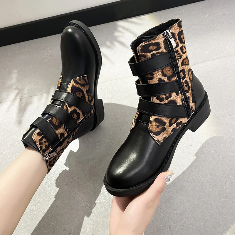 

Women's Boots Autumn and Winter New Women's Ankle Boots PU Leather Thick Bottom Side Zipper Fashion Outdoor Casual Women's Shoes