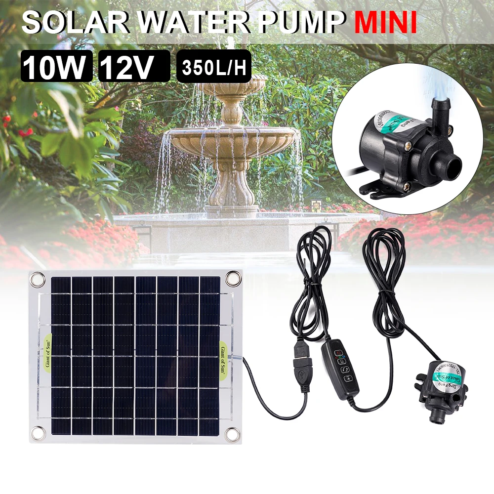10W Mini Solar Water Pump Brushless Solar Panel Fish Water Pool Kit 12V Garden Decoration Powered Fountain Pond pum Aquarium