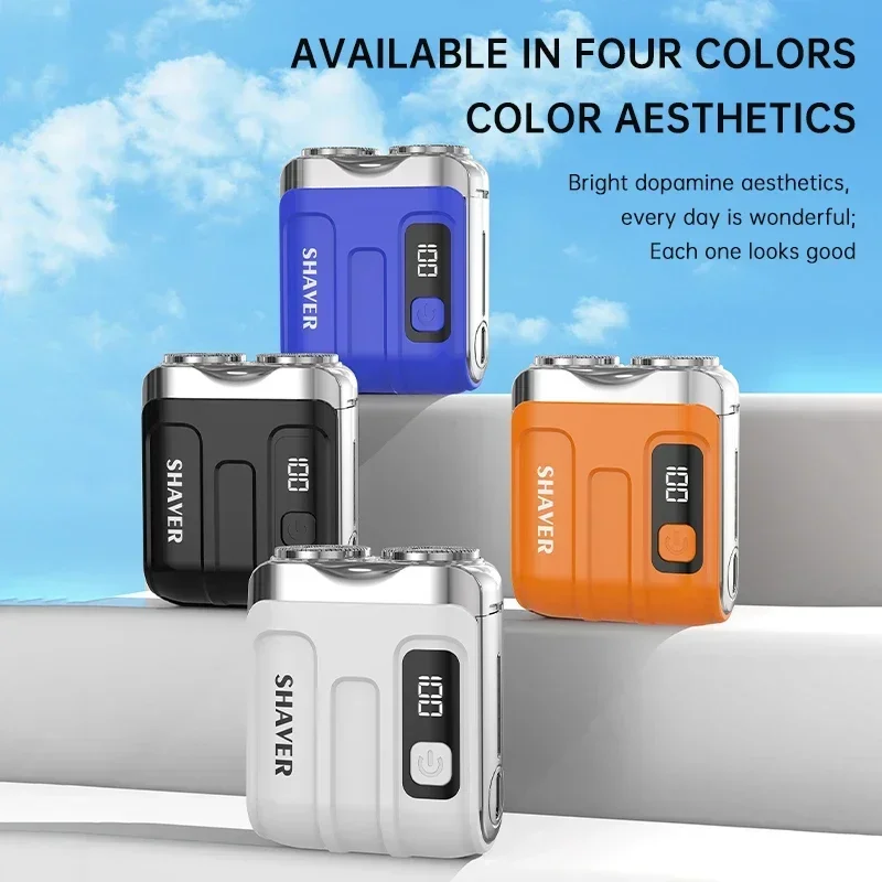 Дорожная электробритва для мужчин, двойная плавающая магнитная головка лезвия, портативный нож для бороды, перезаряжаемая мини-роторная электрическая бритва