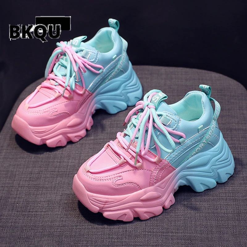 

Mixed Color Platform Sneakers for Women Fashion 2022 Spring Platform Sports Shoes Woman Street Non-slip Chunky Trainers