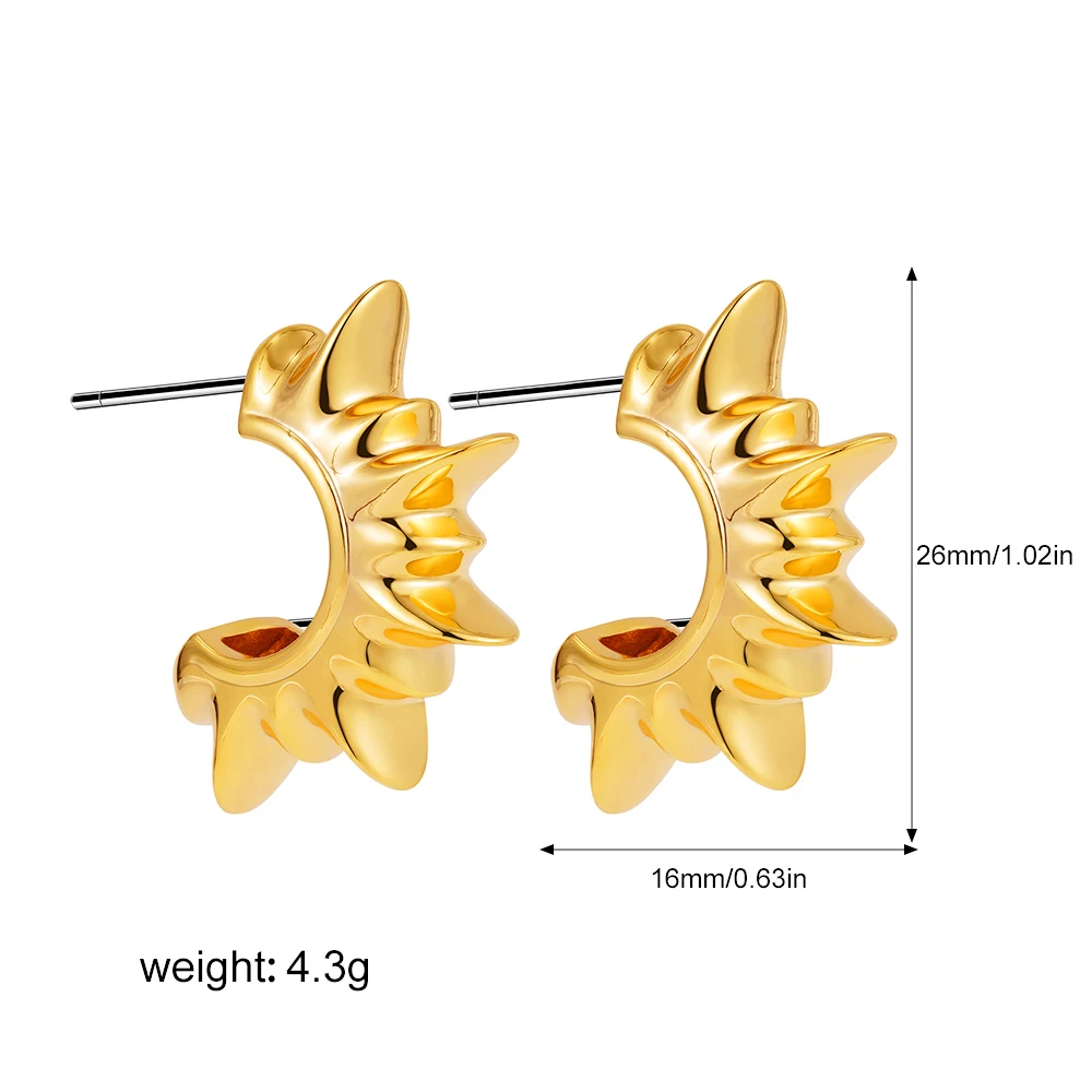 Женские позолоченные серьги-кольца в стиле панк