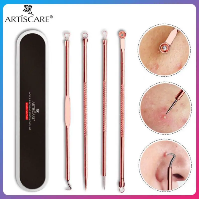 

4Pcs Acne Blackhead Extractor Rose Gold Black Dots Cleaner Acne Blemish Remover Needles Set Skin Care Black Spots Pore Cleanser