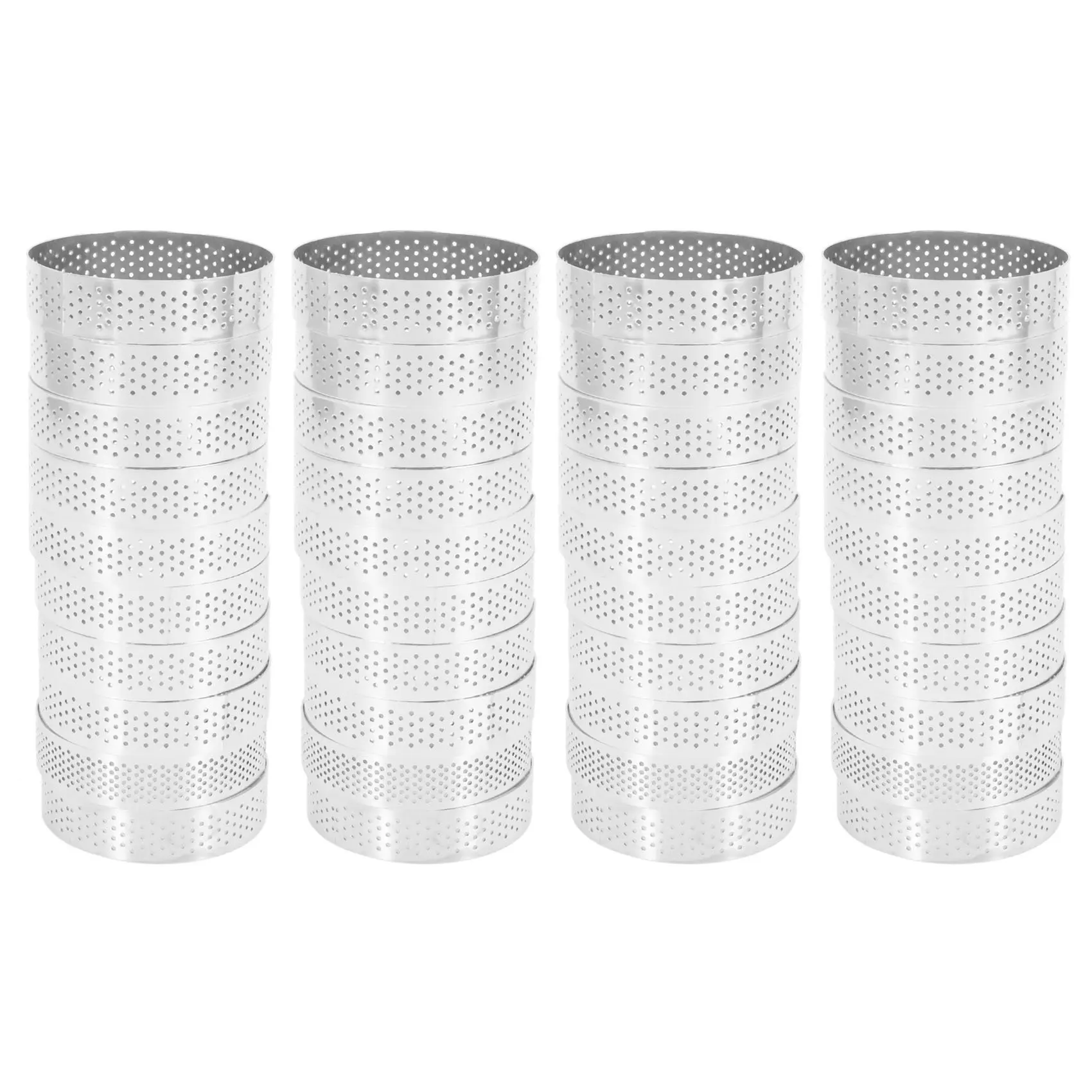 

40 Pcs Circular Stainless Steel Tart Ring Tower Pie Cake Mould Baking Tools Perforated Cake Mousse Ring,8Cm
