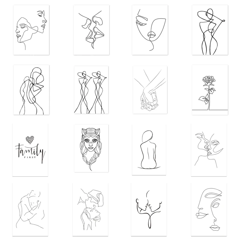 

Nordic Minimalist Figures Line Art Canvas Paintings Sexy Woman Body Nude Posters and Prints Wall Pictures for Living Room Decor