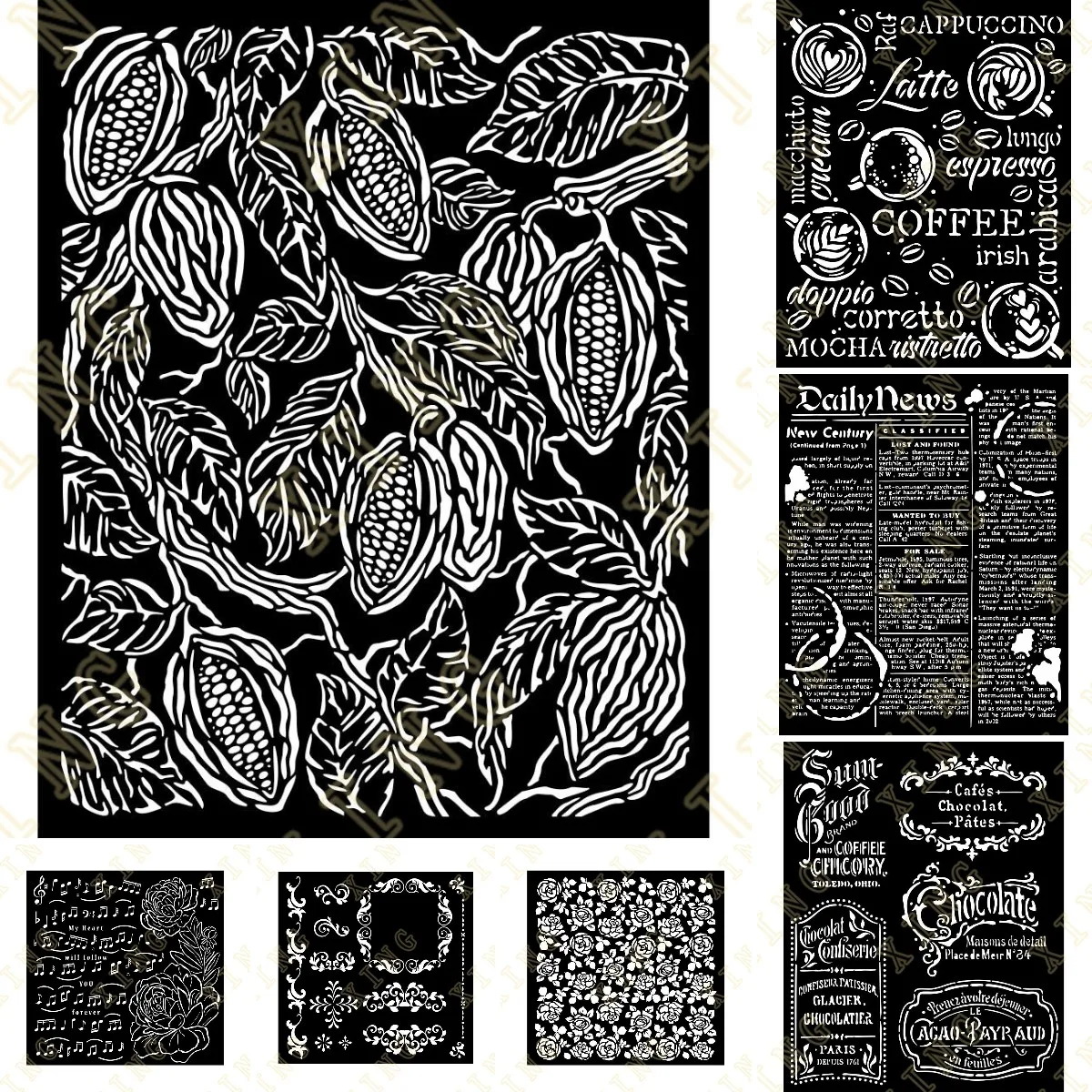 

Layering Stencils Painting diy Scrapbook Coloring Embossing Paper Card Album Craft Decorative Coffee And Chocolat Roses Pattern